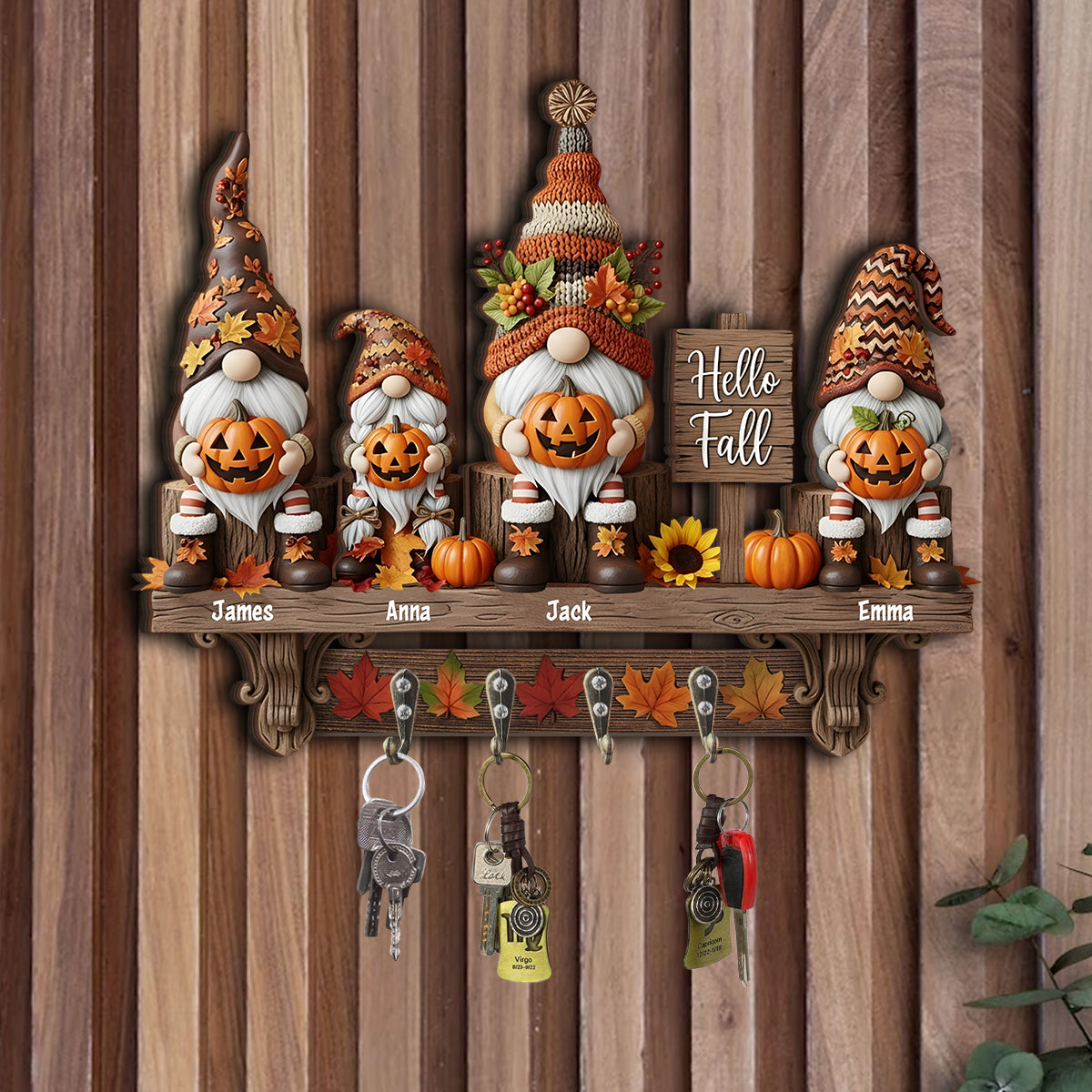 Bonjour l'automne ! Porte-clés personnalisé pour toute la famille.