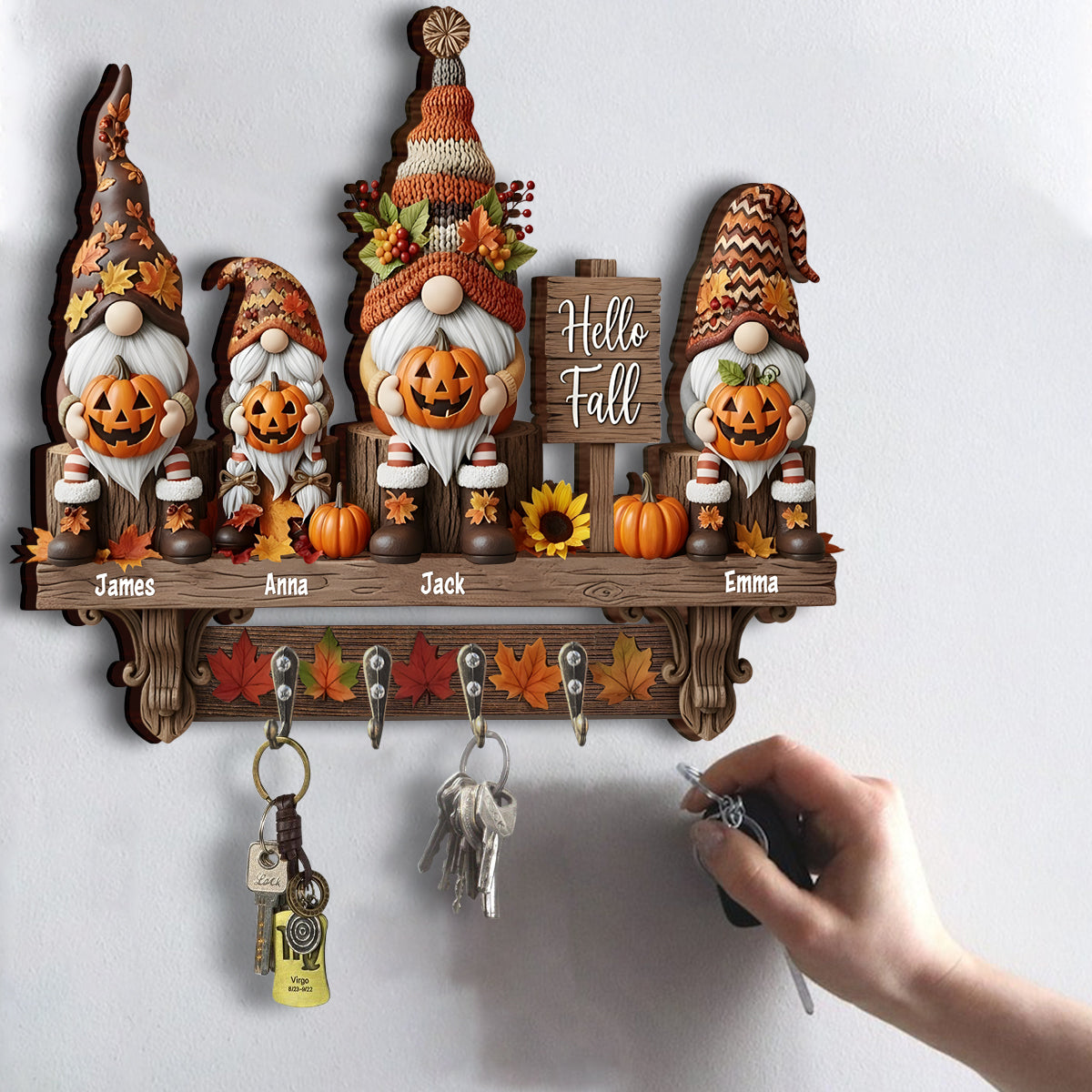 Bonjour l'automne ! Porte-clés personnalisé pour toute la famille.