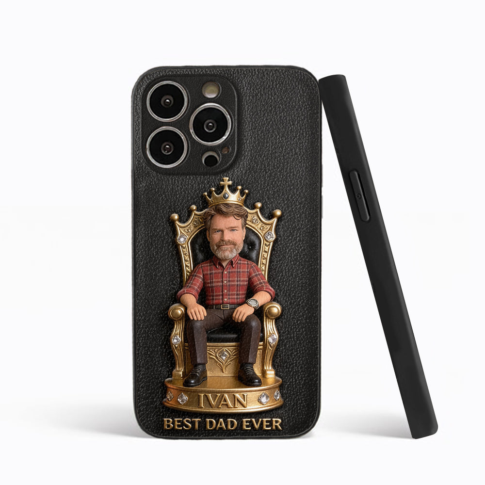Le Roi Papa - Coque de téléphone en cuir personnalisée 3D