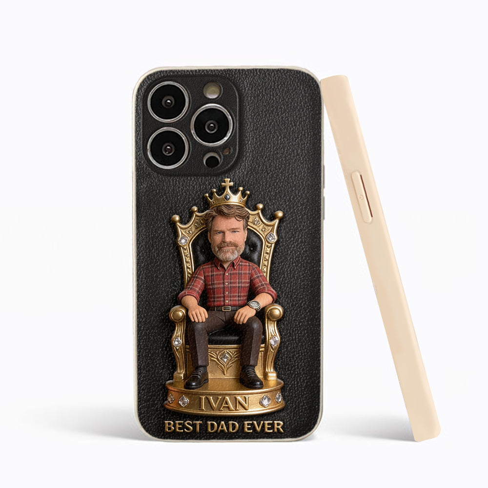 Le Roi Papa - Coque de téléphone en cuir personnalisée 3D