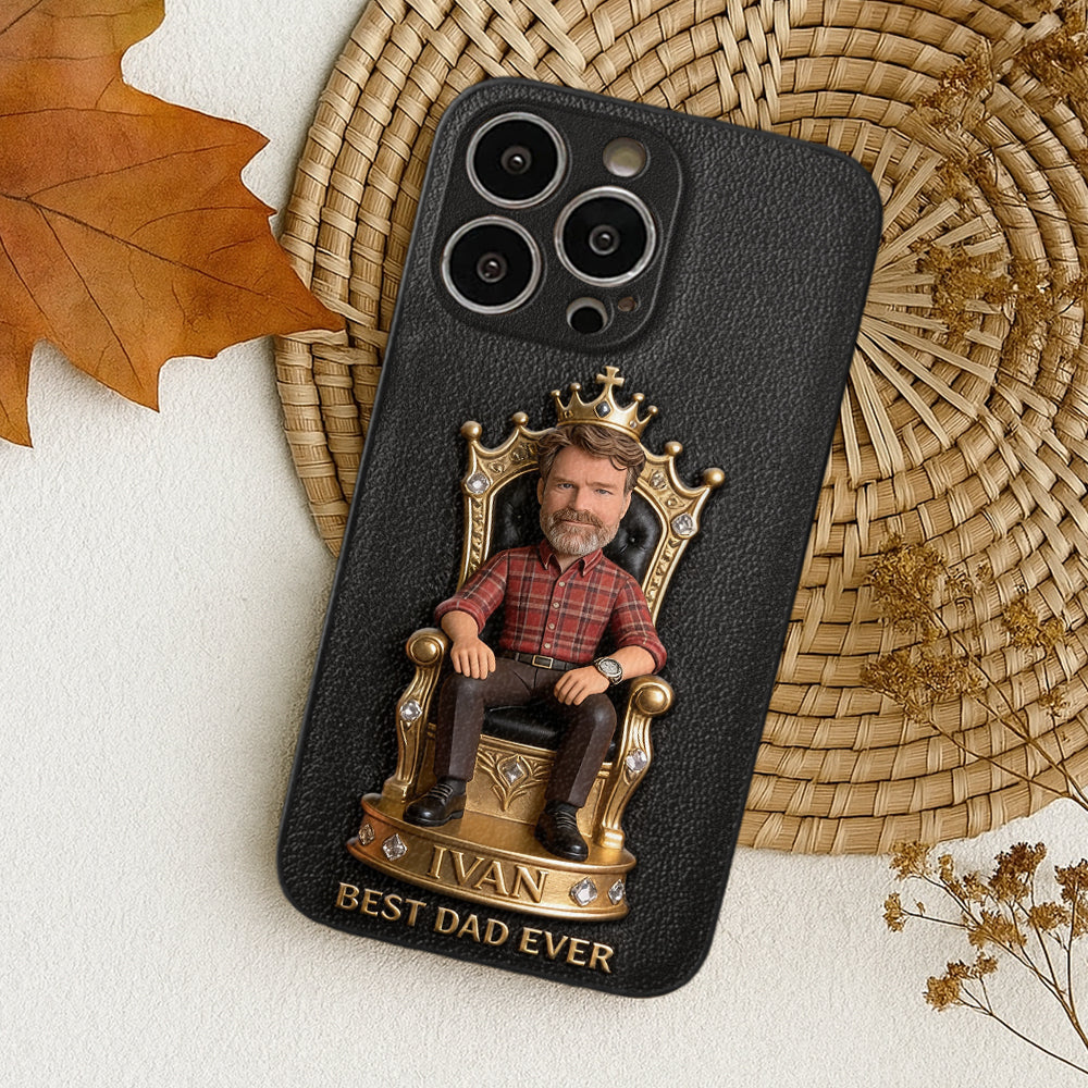 Le Roi Papa - Coque de téléphone en cuir personnalisée 3D
