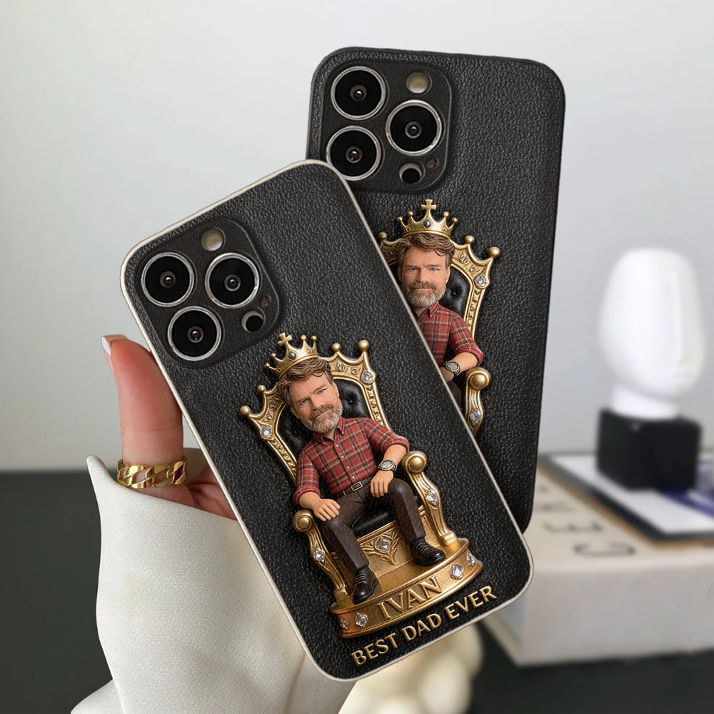 Le Roi Papa - Coque de téléphone en cuir personnalisée 3D