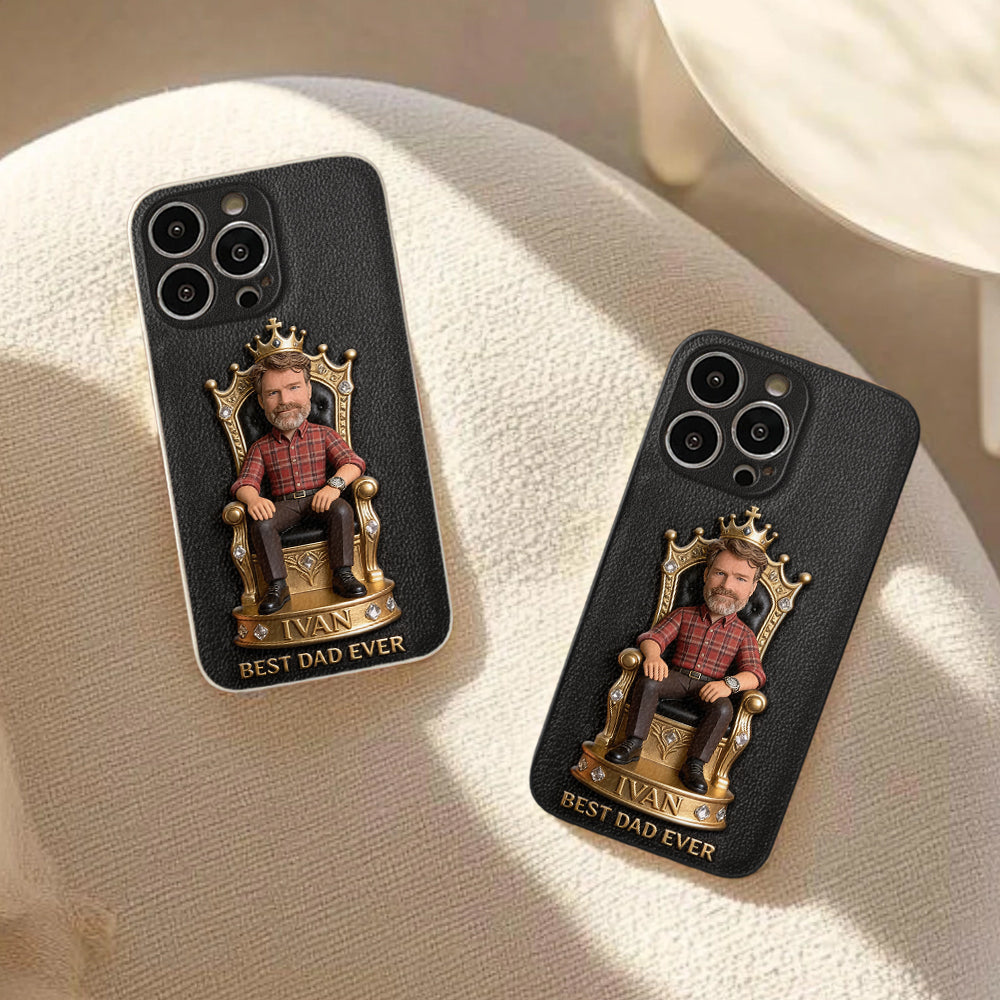 Le Roi Papa - Coque de téléphone en cuir personnalisée 3D