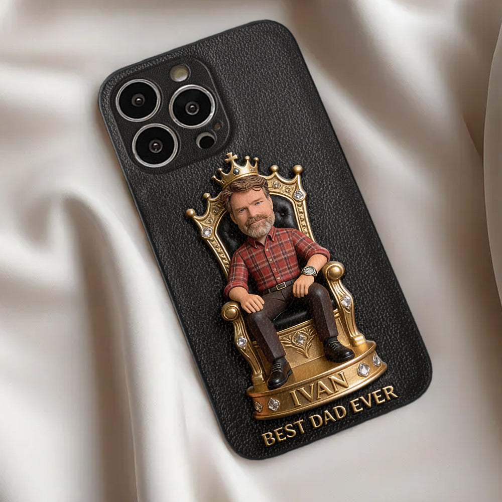 Le Roi Papa - Coque de téléphone en cuir personnalisée 3D