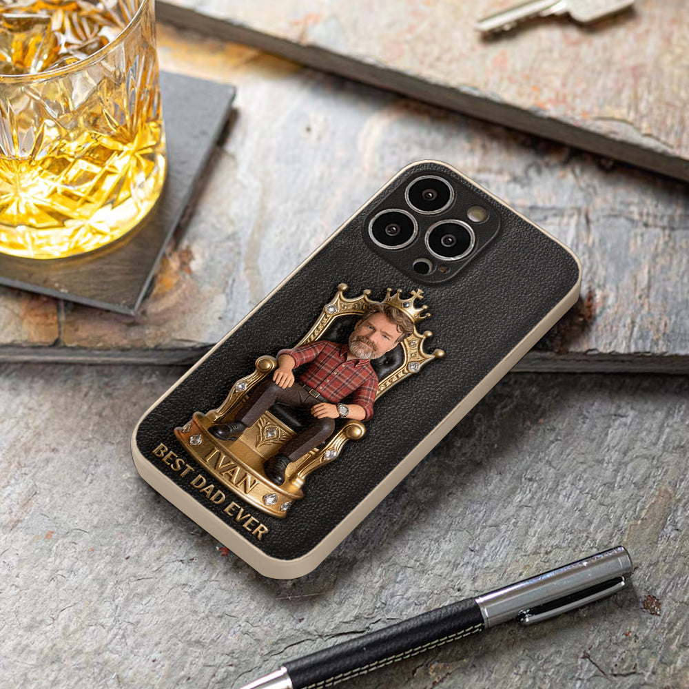 Le Roi Papa - Coque de téléphone en cuir personnalisée 3D
