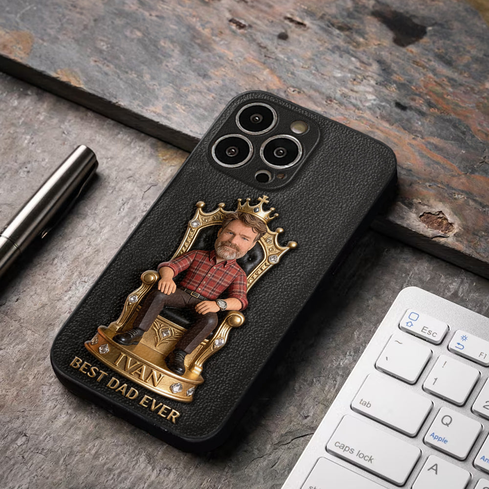 Le Roi Papa - Coque de téléphone en cuir personnalisée 3D