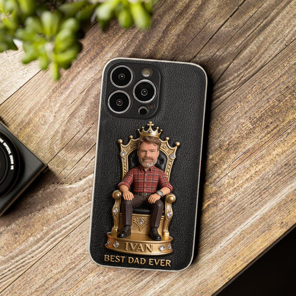 Le Roi Papa - Coque de téléphone en cuir personnalisée 3D
