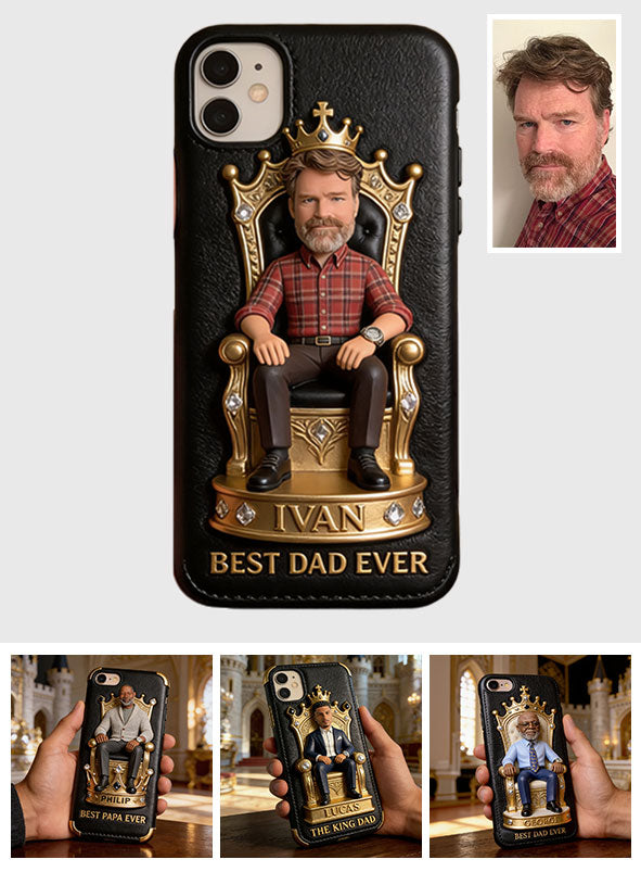 Le Roi Papa - Coque de téléphone en cuir personnalisée 3D