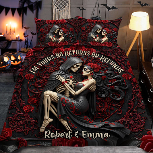 Je suis à toi. Ni retour ni remboursement - Ensemble de literie personnalisé pour couple