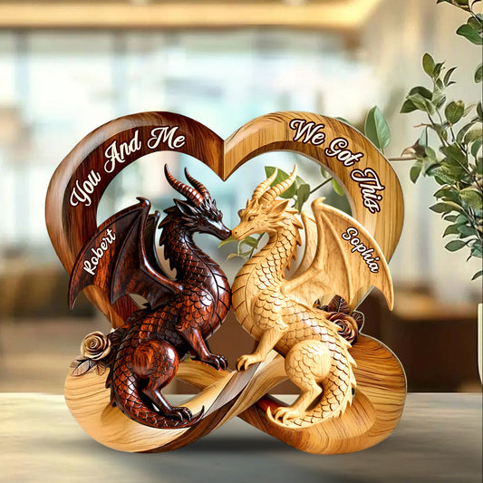 Toi et moi, on gère ! - Plaque acrylique personnalisée en forme de dragon