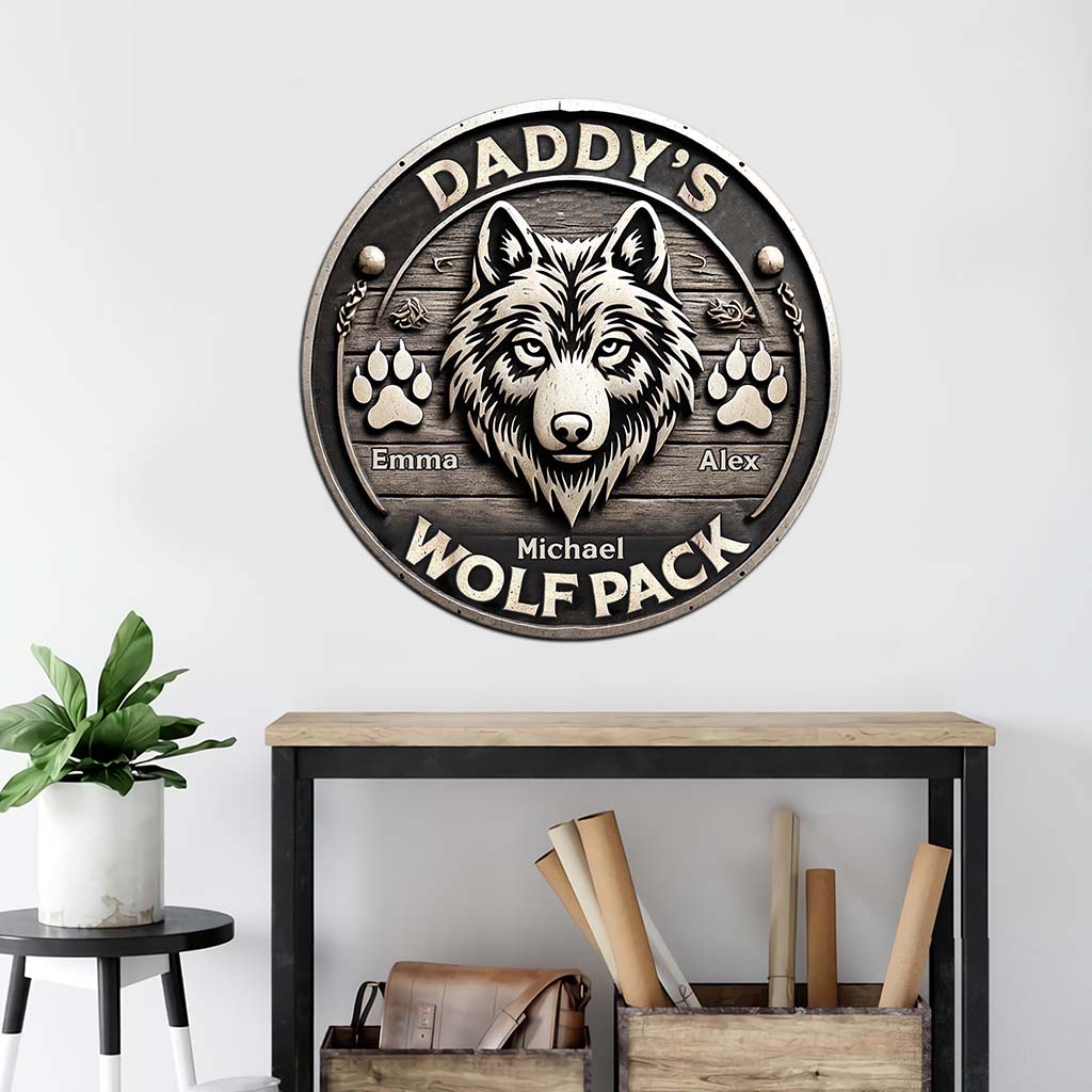 Cadeau Loup pour papa, grand-père, oncle… - Plaque en métal personnalisée découpée en forme de loup
