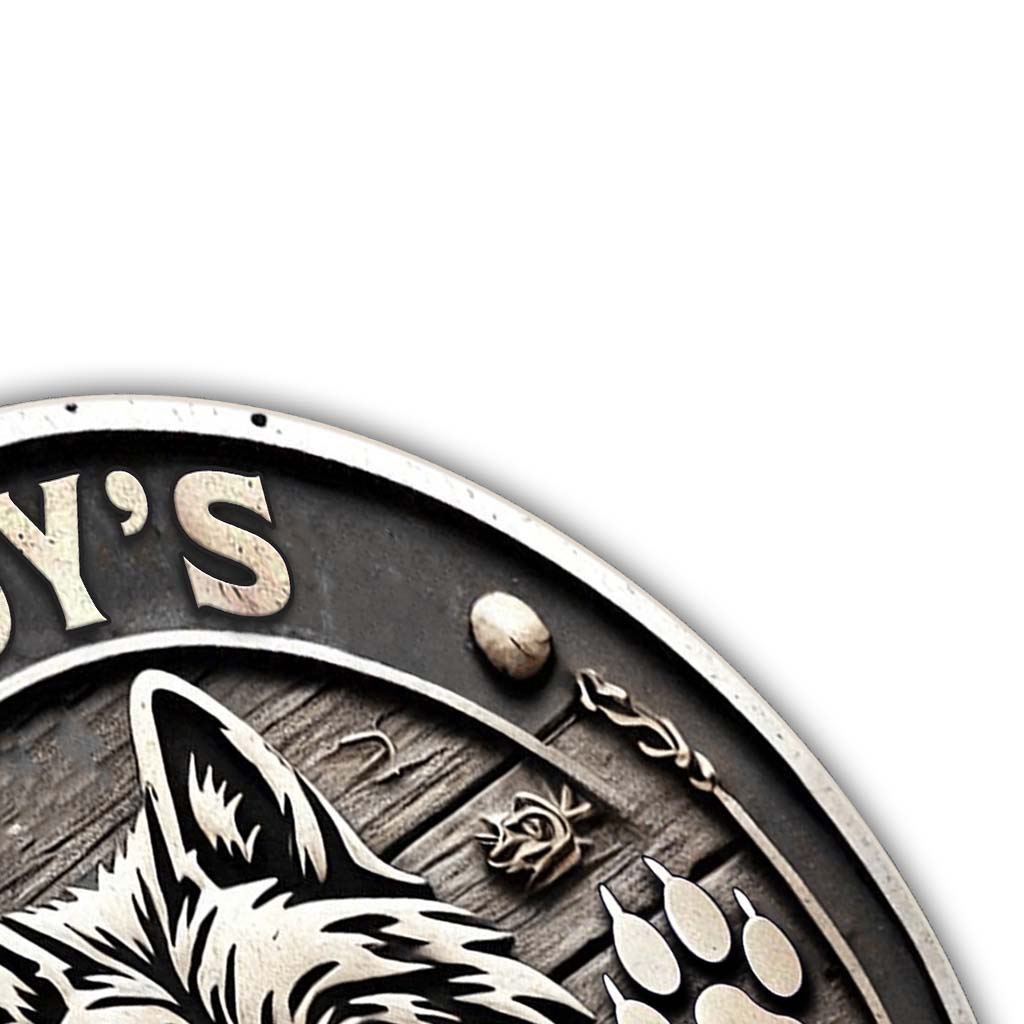 Cadeau Loup pour papa, grand-père, oncle… - Plaque en métal personnalisée découpée en forme de loup
