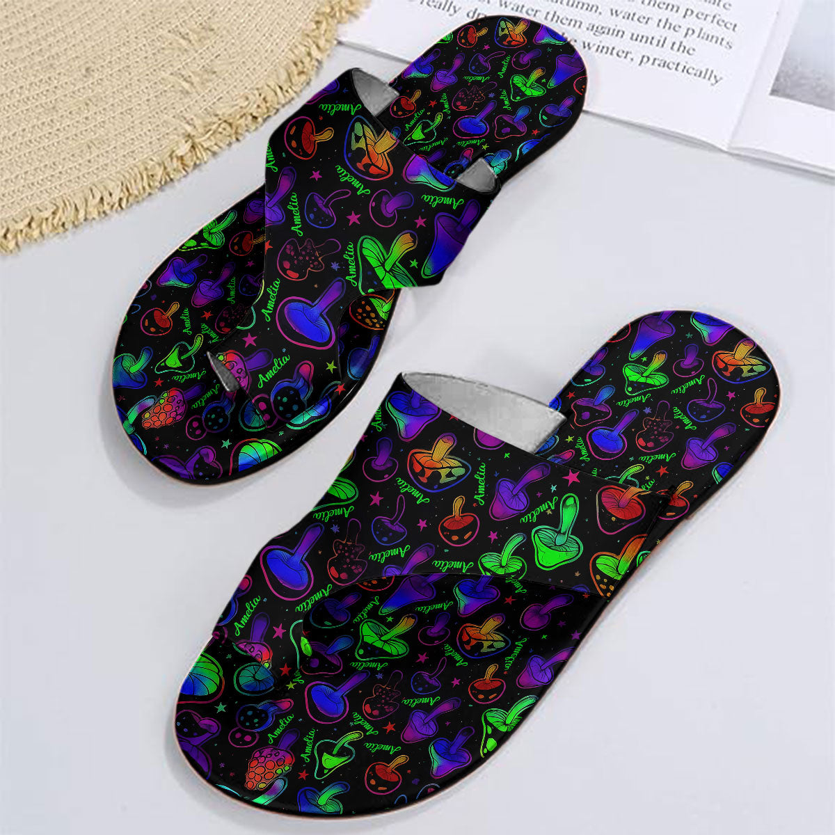 Mushroom - Personalized Hippie Open Toe Sandals