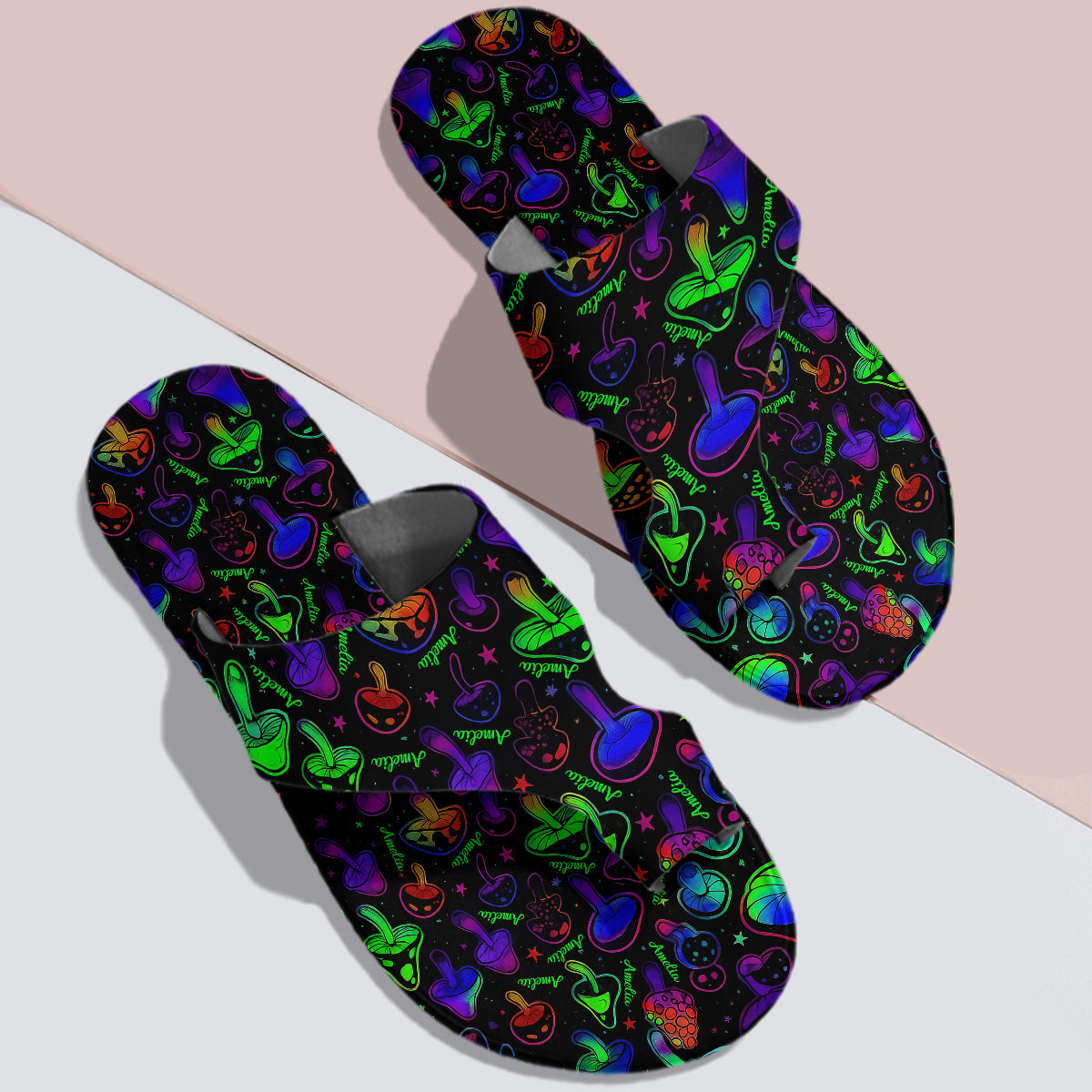 Mushroom - Personalized Hippie Open Toe Sandals