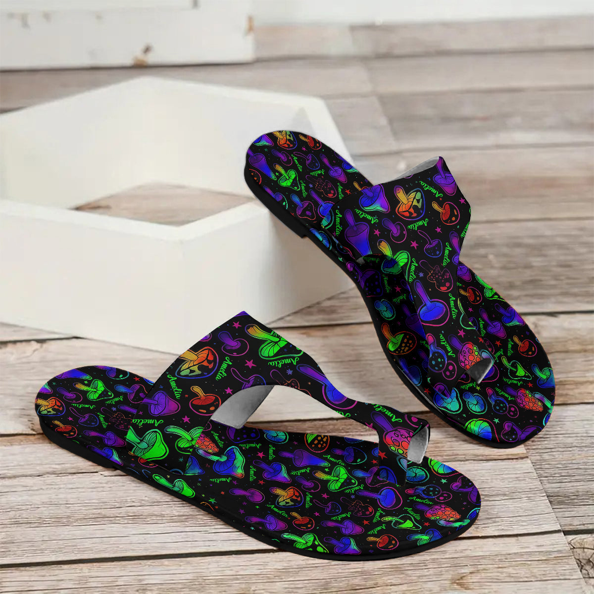 Mushroom - Personalized Hippie Open Toe Sandals
