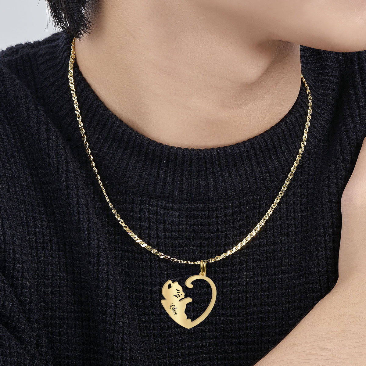 Love Cats - Personalized Cat Matching Pendant Necklace