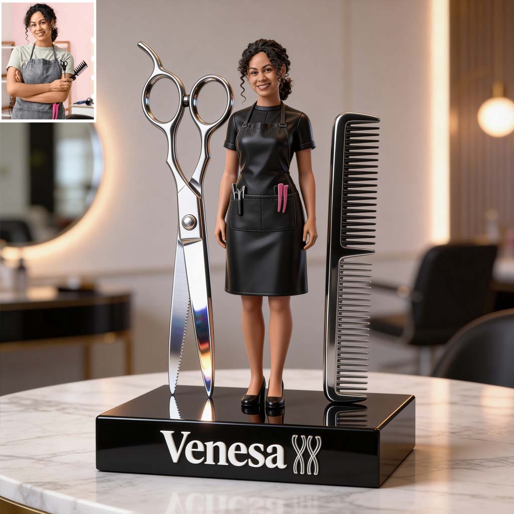 Cadeau Coiffeur, Cadeau Styliste - Plaque Acrylique Personnalisée en Forme Unique