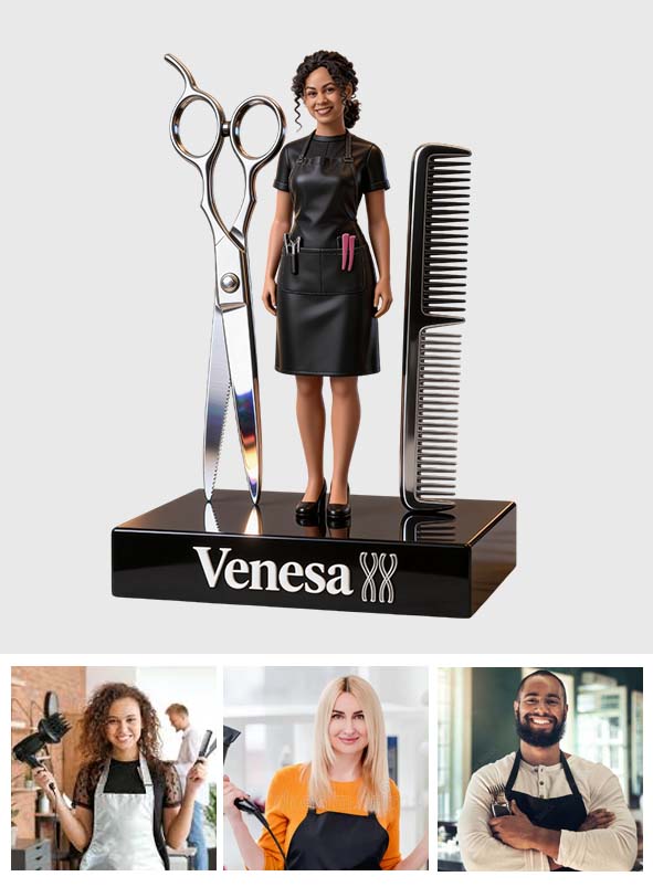 Cadeau Coiffeur, Cadeau Styliste - Plaque Acrylique Personnalisée en Forme Unique