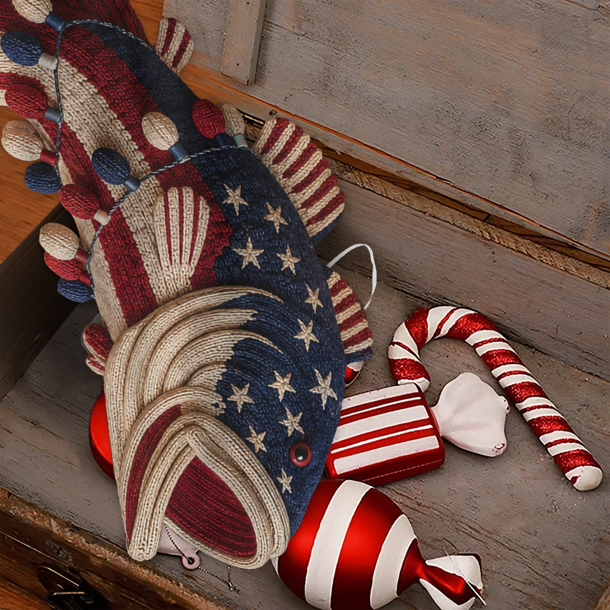 Cadeau de 250 ans pour les amateurs de pêche - Chaussette de Noël personnalisée en forme de poisson