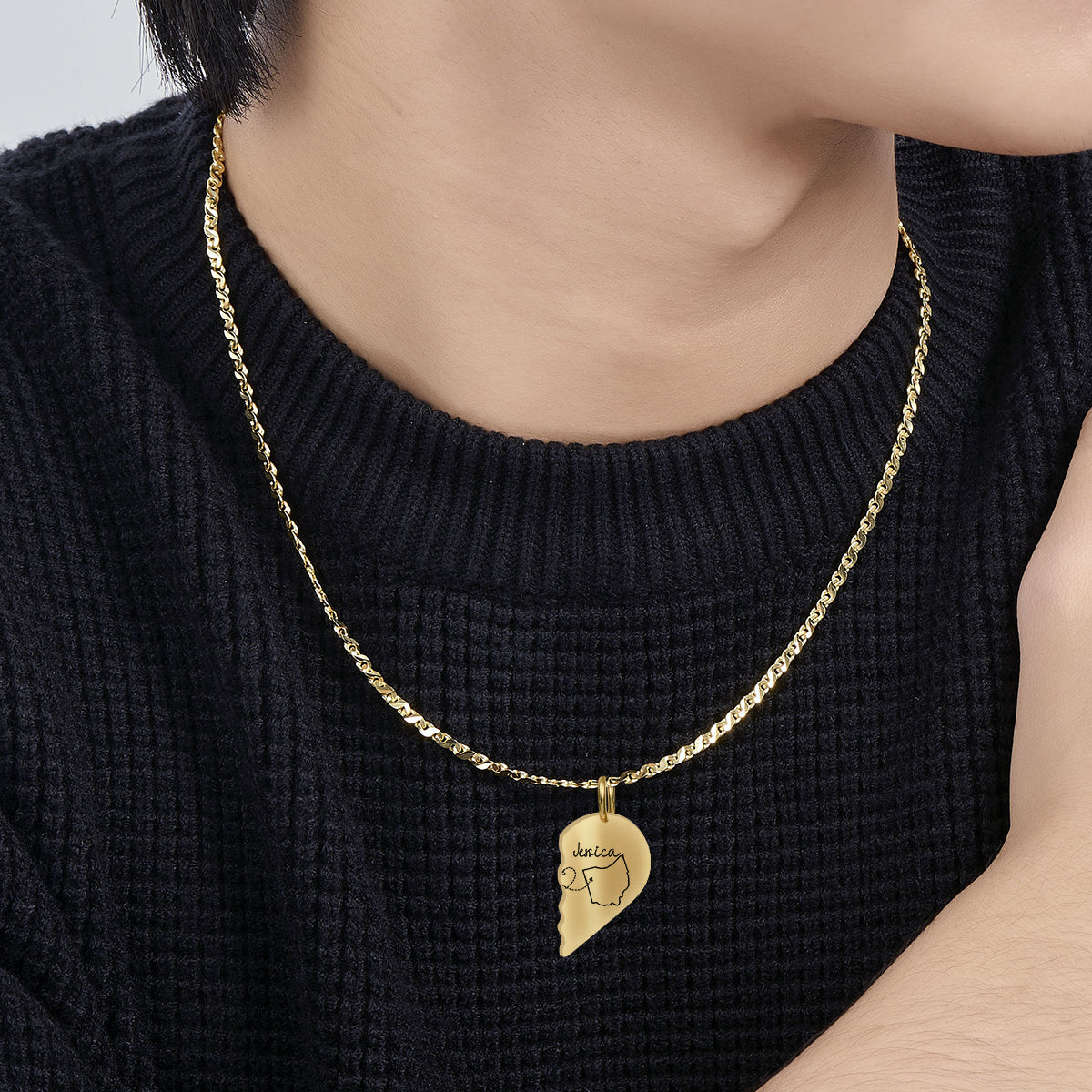 Des kilomètres de distance, mais un cœur proche - Collier pendentif personnalisé assorti pour maman