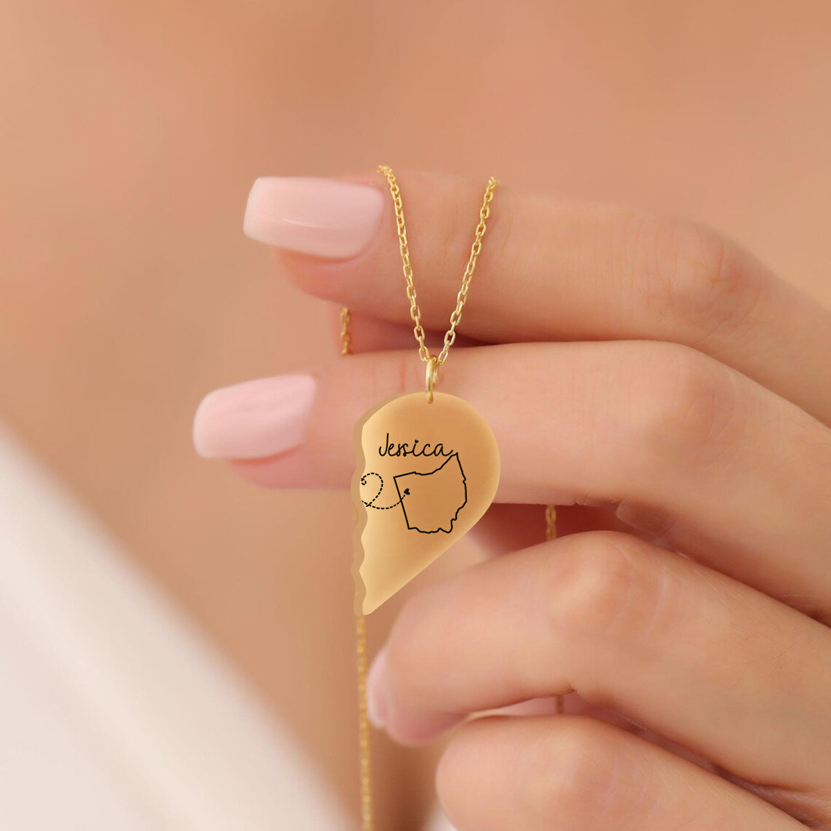 Des kilomètres de distance, mais un cœur proche - Collier pendentif personnalisé assorti pour maman