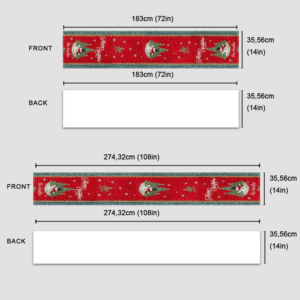 Christmas Themed Holiday Table Decoration - Personalized Family Table Runner