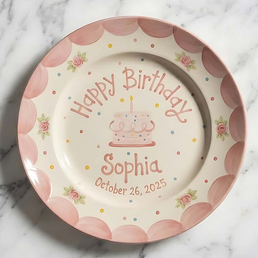 Birthday Gift - Personalized Birthday Ceramic Round Plate