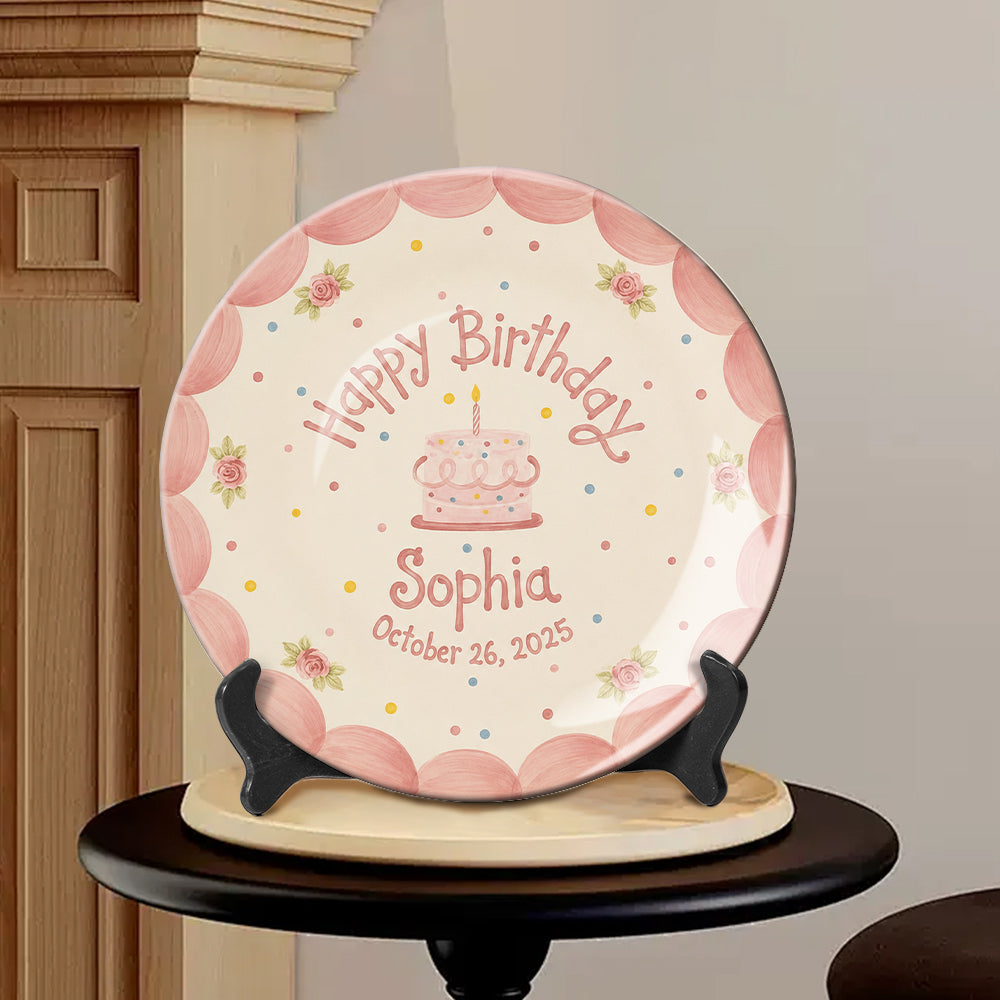 Birthday Gift - Personalized Birthday Ceramic Round Plate