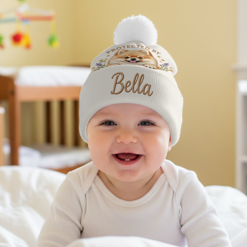 Baby Protected By Pet - Personalized Newborn Beanie Hat
