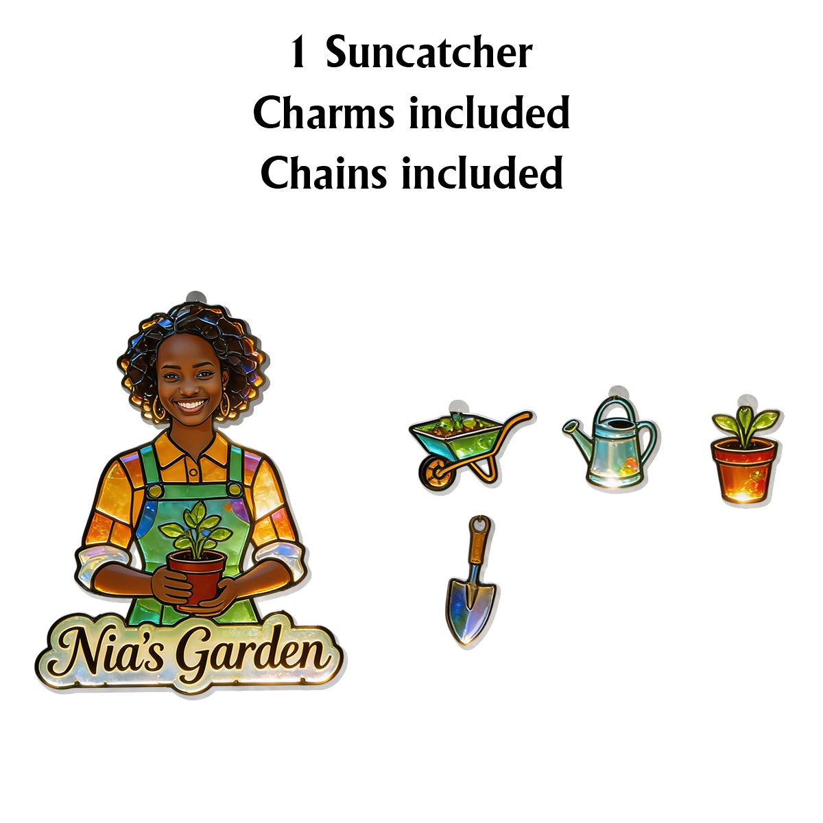 Photo Personnalisée - Attrape-Soleil de Jardin Suspendu Personnalisé Avec Charms
