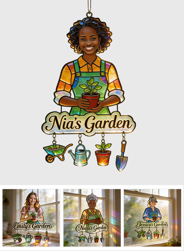 Photo Personnalisée - Attrape-Soleil de Jardin Suspendu Personnalisé Avec Charms