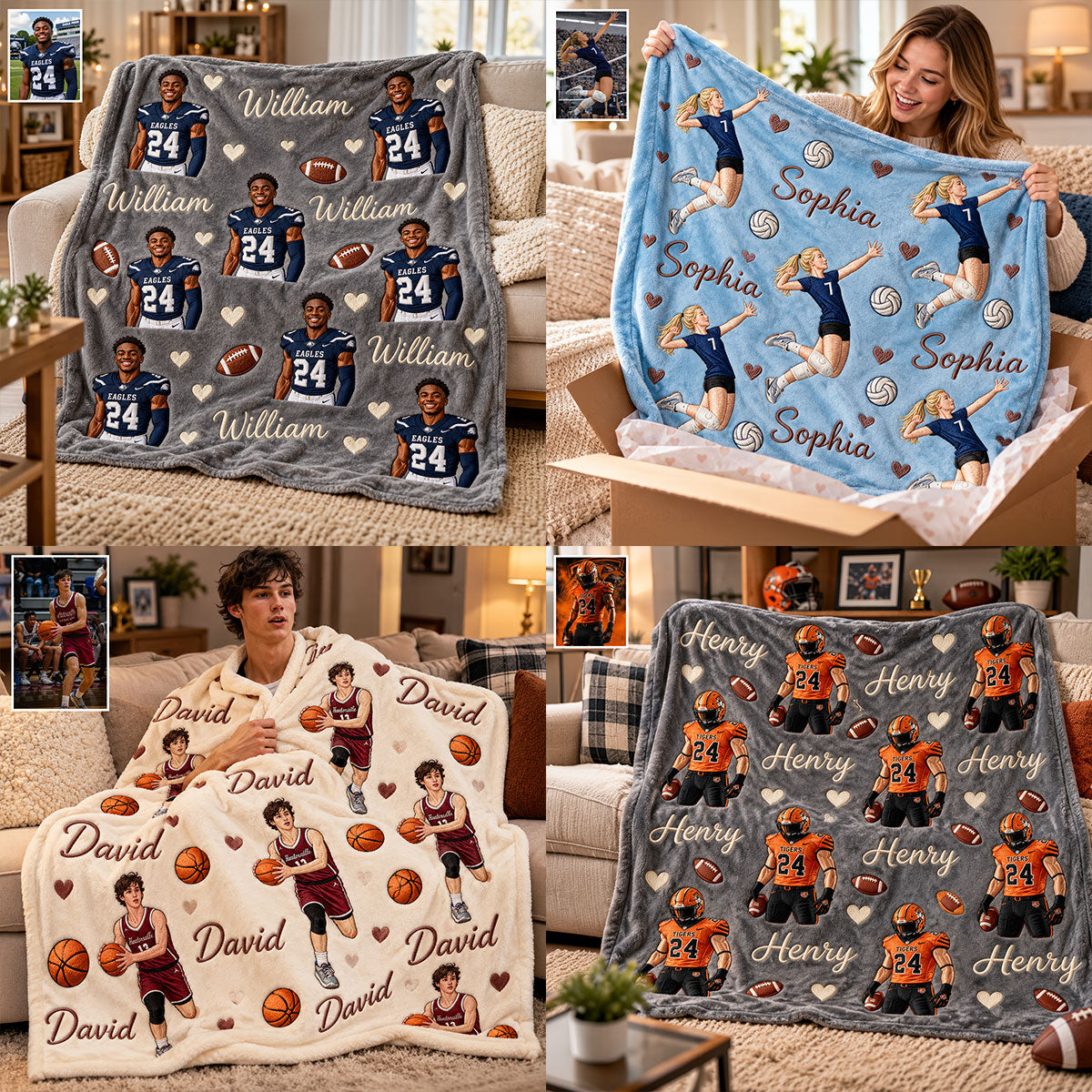 Custom Any Photo - Personalized Football Blanket