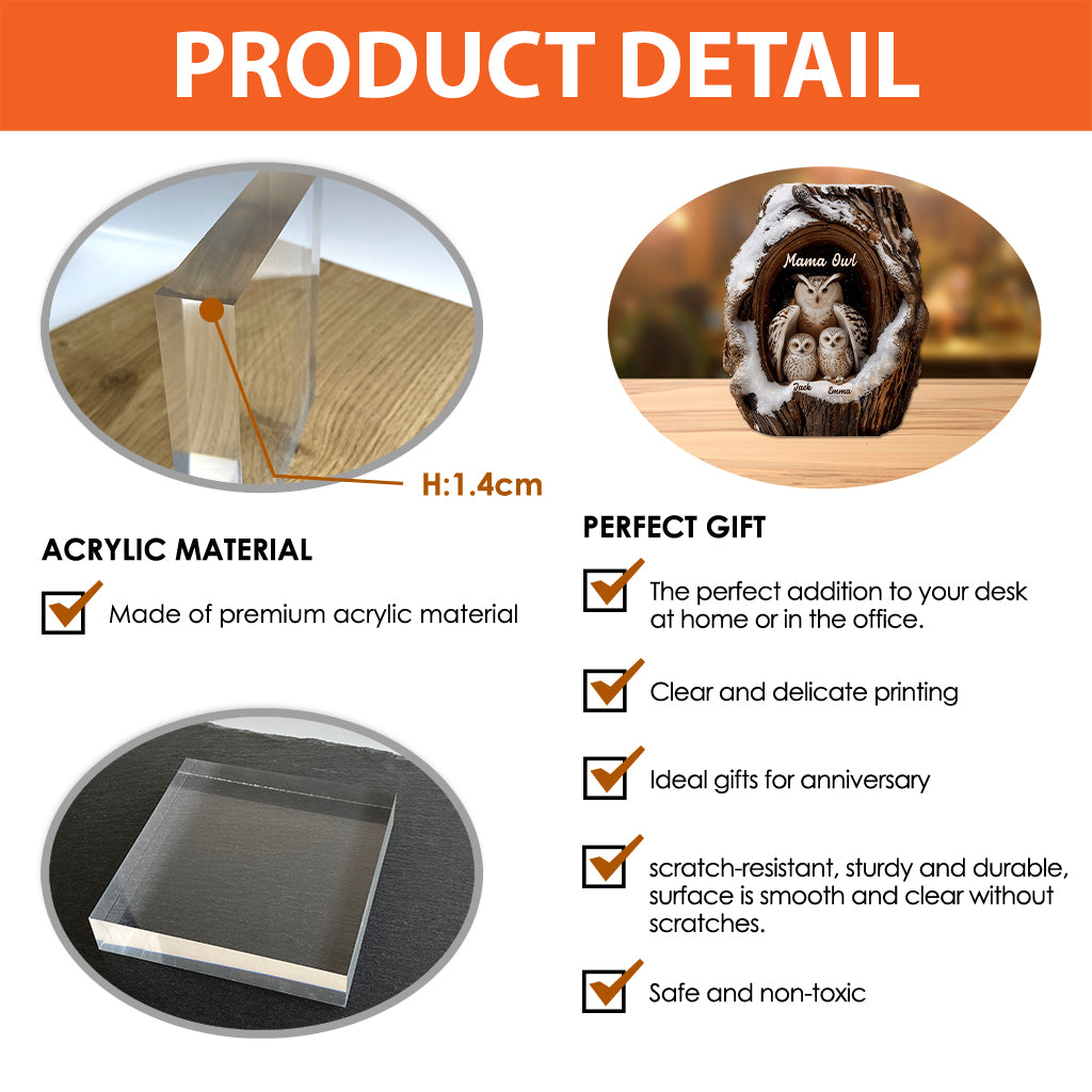 Owl Family - Personalized Owl Custom Shaped Acrylic Plaque