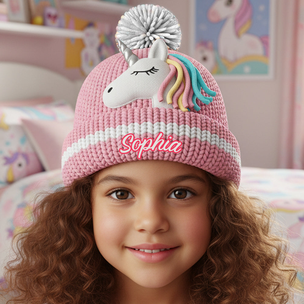 Magnifique licorne - Bonnet enfant personnalisé