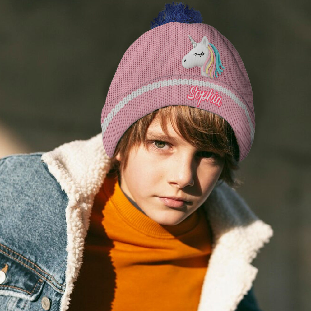 Magnifique licorne - Bonnet enfant personnalisé