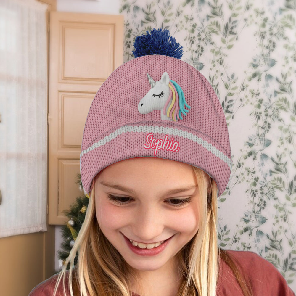 Magnifique licorne - Bonnet enfant personnalisé