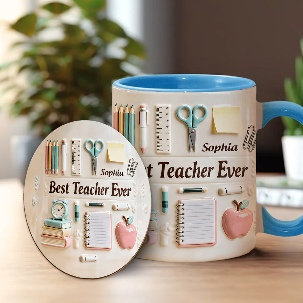 Meilleur professeur du monde - Mug et sous-verre personnalisés « Meilleur professeur »