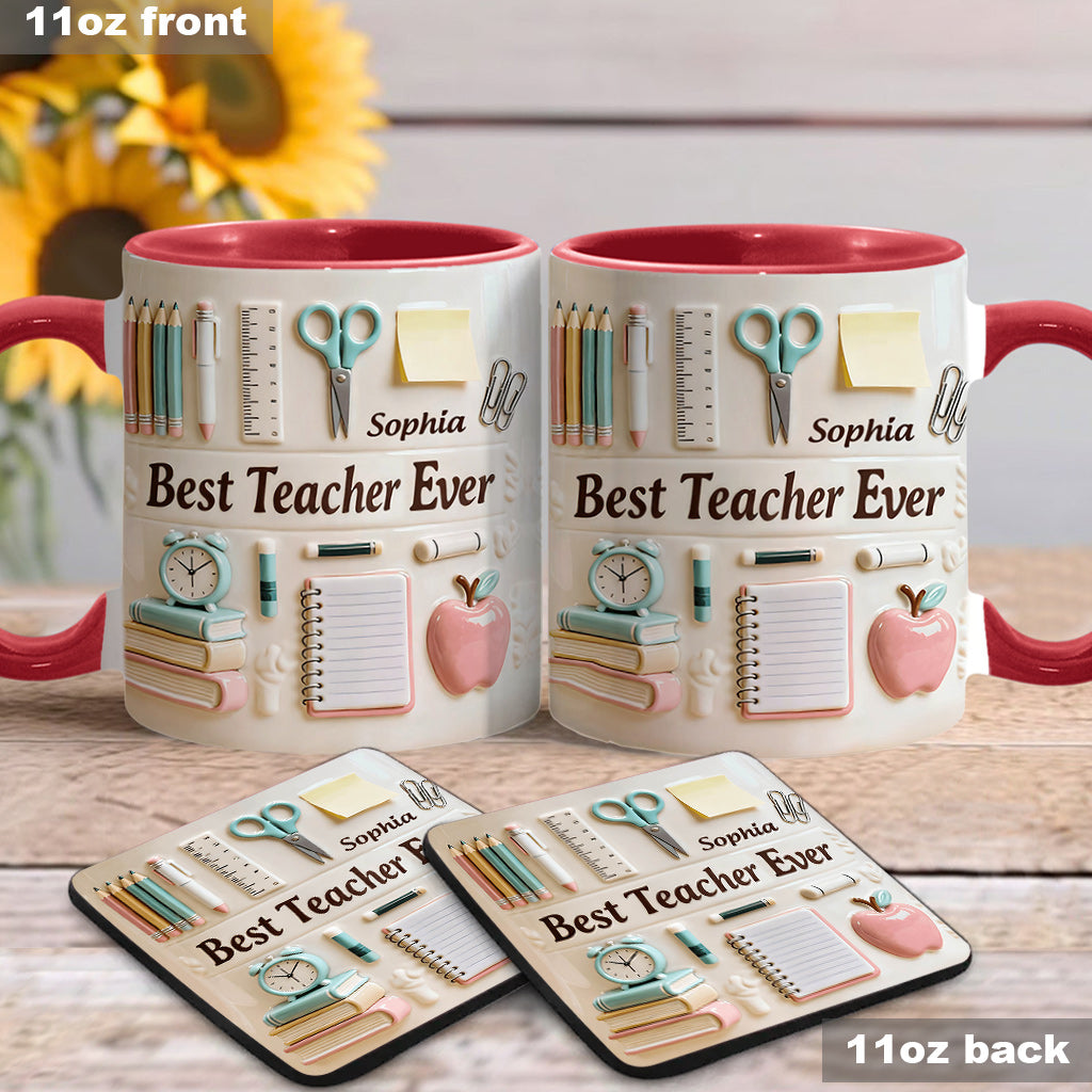 Meilleur professeur du monde - Mug et sous-verre personnalisés « Meilleur professeur »