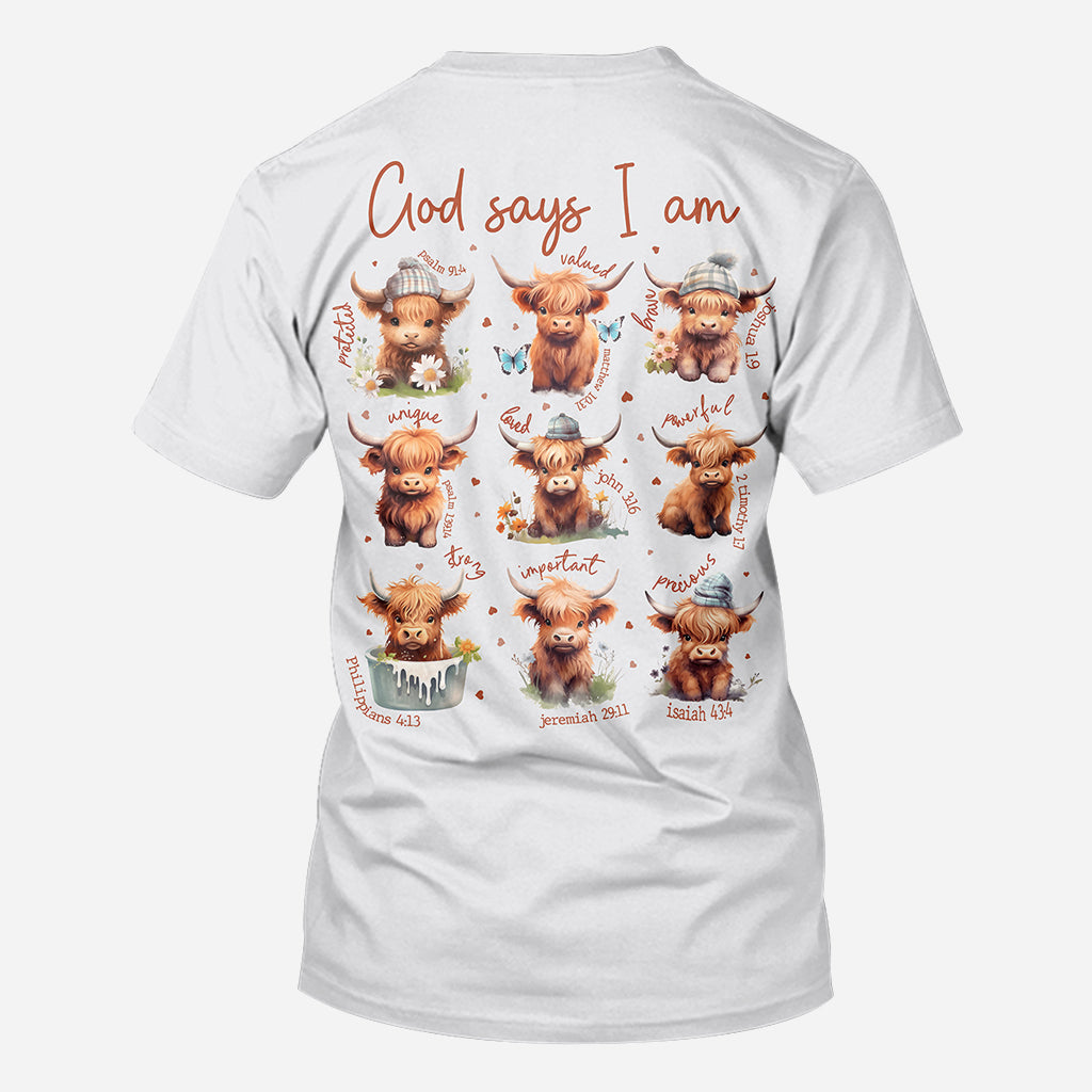 Dieu dit que je suis - T-shirt personnalisé « Vache des Highlands »
