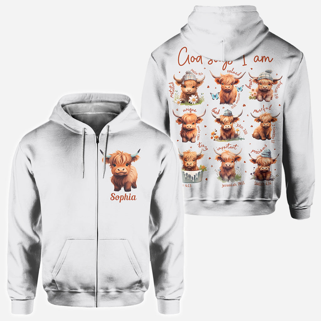 Dieu dit que je suis - T-shirt personnalisé « Vache des Highlands »