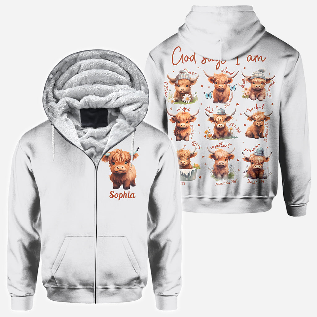 Dieu dit que je suis - T-shirt personnalisé « Vache des Highlands »