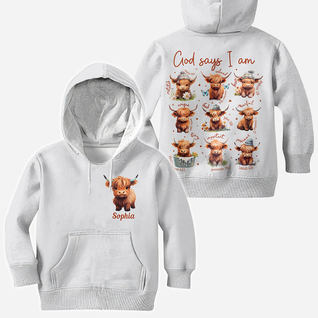 Dieu dit que je suis - T-shirt personnalisé « Vache des Highlands »