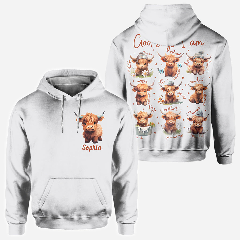 Dieu dit que je suis - T-shirt personnalisé « Vache des Highlands »