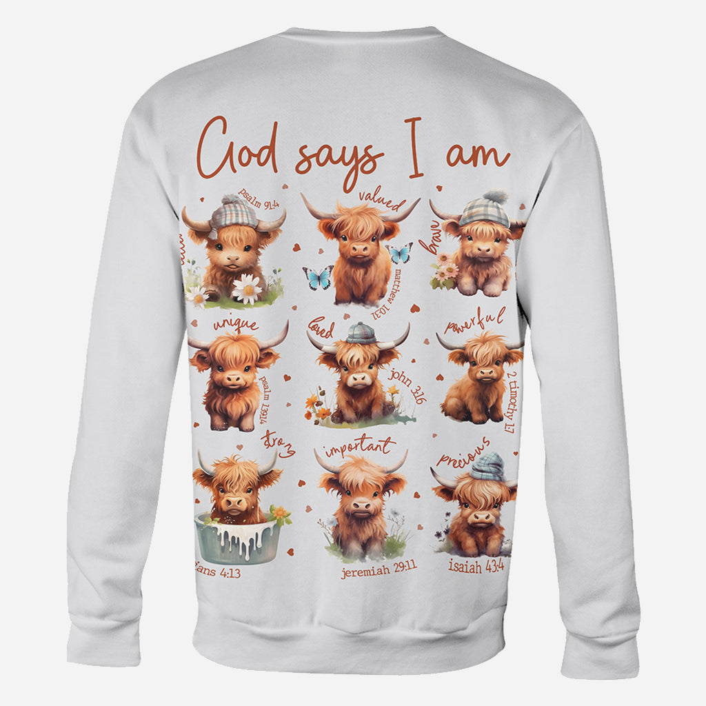 Dieu dit que je suis - T-shirt personnalisé « Vache des Highlands »