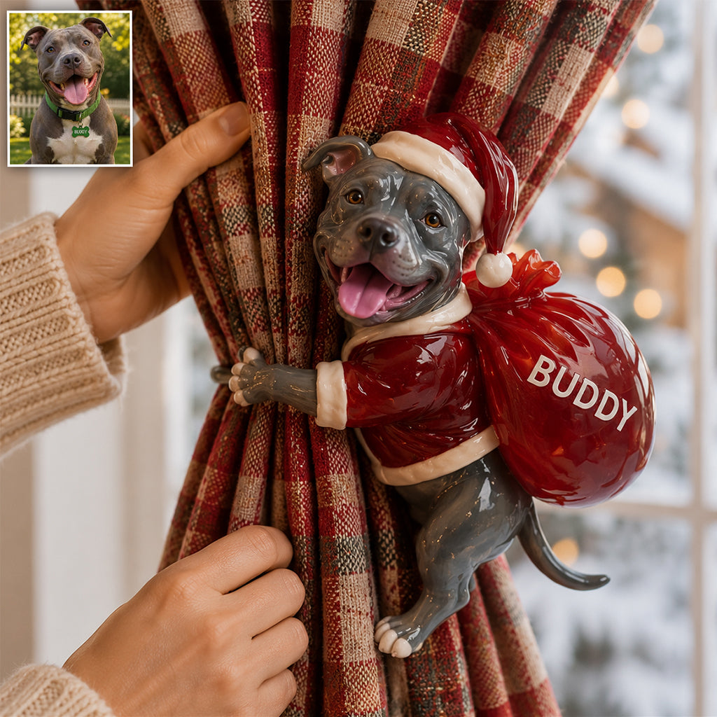 Joyeux Noël - Attache Rideau Personnalisée pour Chien