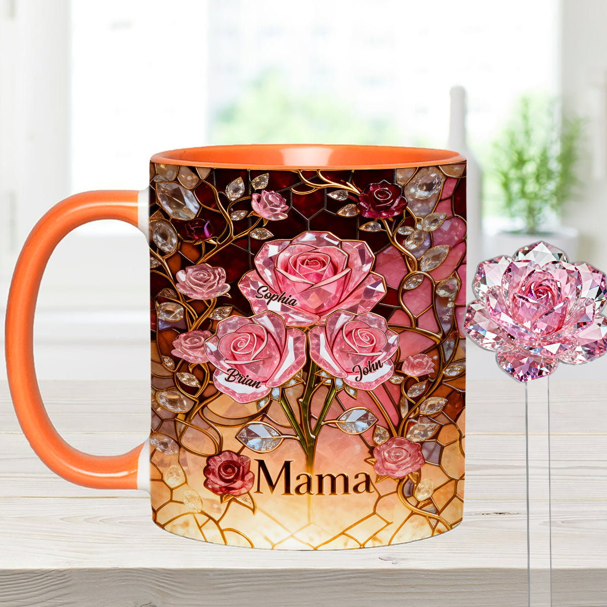 I Love You Mom Nana Grandma - Personalized Mother Set Accent Mug with Acrylic Stirrers