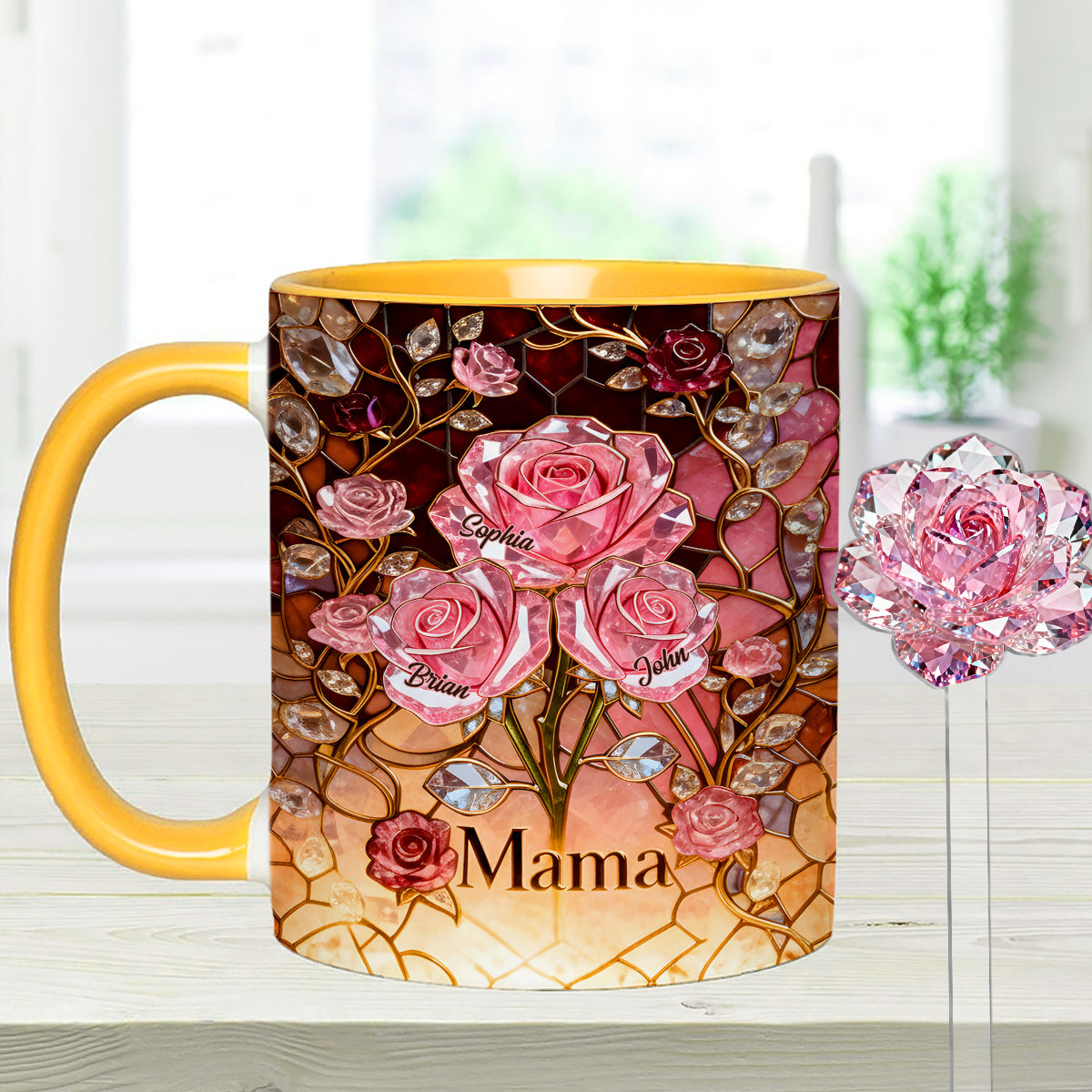 I Love You Mom Nana Grandma - Personalized Mother Set Accent Mug with Acrylic Stirrers