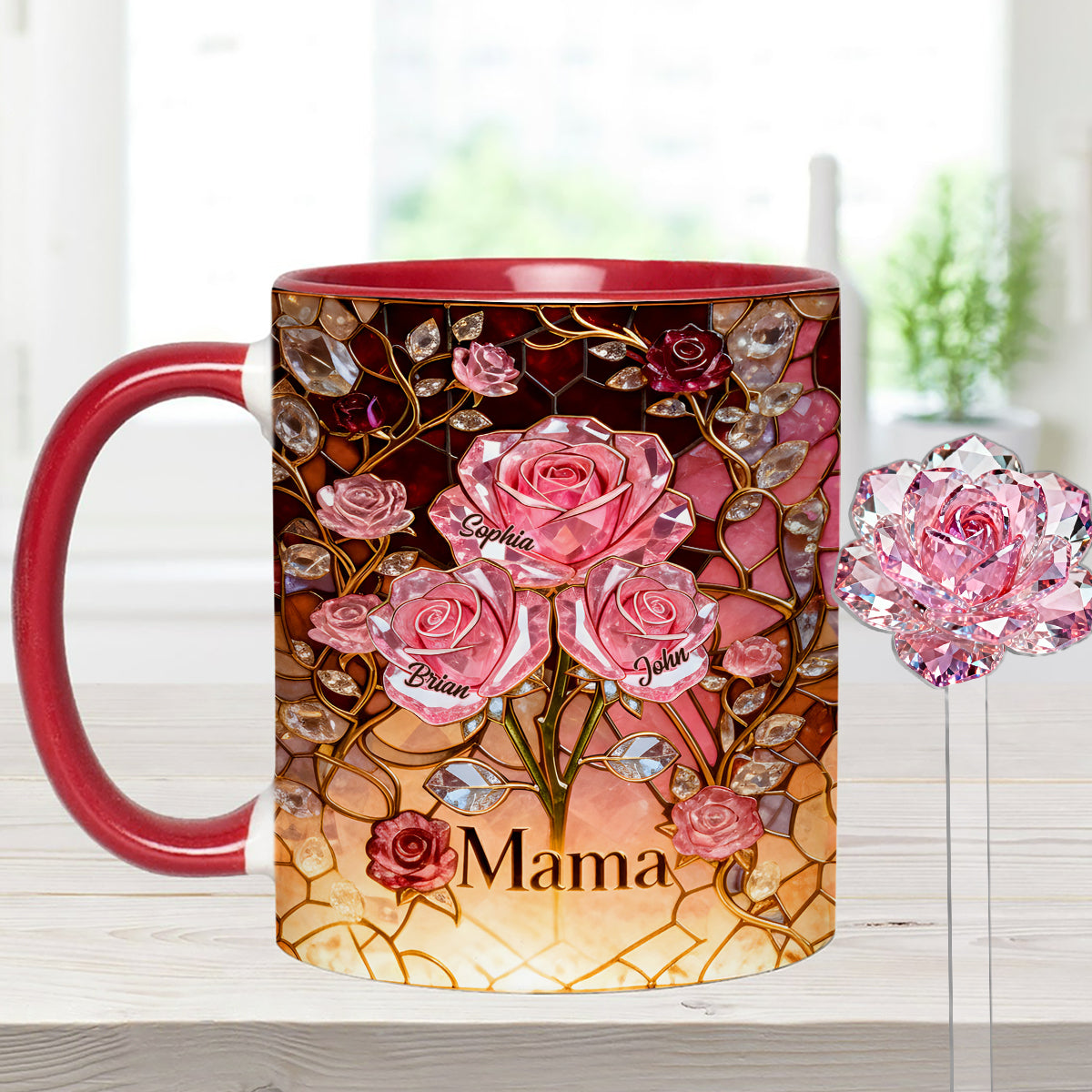 I Love You Mom Nana Grandma - Personalized Mother Set Accent Mug with Acrylic Stirrers