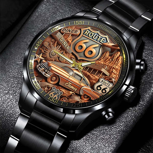 Montre-bracelet personnalisée Vintage Route 66 - Muscle Car