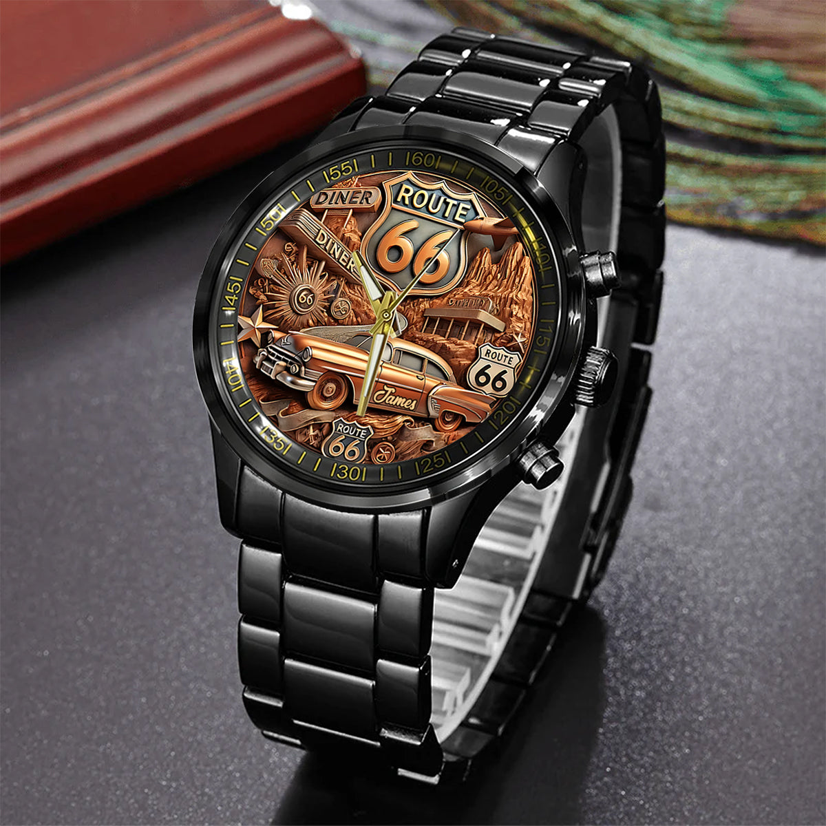 Vintage Route 66 - Personalized Muscle Car Hand Watch